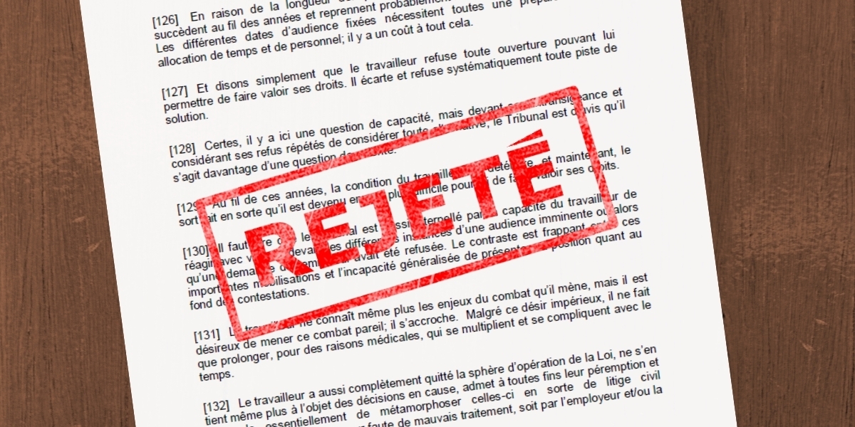 Rejet Sommaire Les Droits D Un Travailleur Ne Sont Pas Absolus Blogue Soquij Actualites Juridiques Et Judiciaires Du Quebec